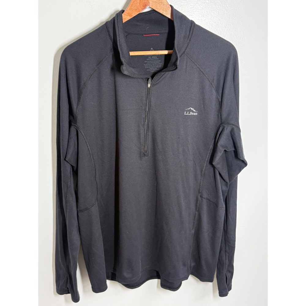 LL Bean Mens XL Regular Quarter Zip Pullover Gray Active Long Sleeve Shirt